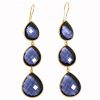 Gemshine - Damen - Ohrringe - 925 Silber - Vergoldet - Iolith - Blau - CANDY - Tropfen - 9 cm
