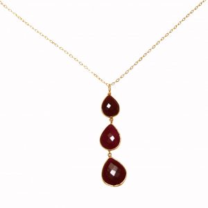 Gemshine - Damen - Halskette - Anhänger - 925 Silber - Vergoldet - Rubin - Rot - CANDY - Tropfen - 9 cm