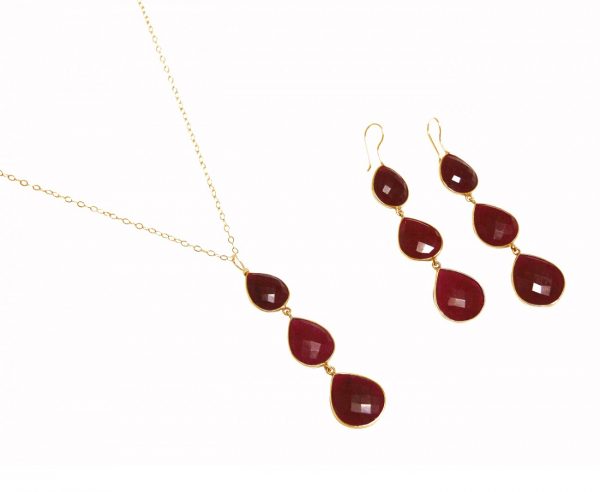 Gemshine - Damen - Halskette - Anhänger - 925 Silber - Vergoldet - Rubin - Rot - CANDY - Tropfen - 9 cm – Bild 4