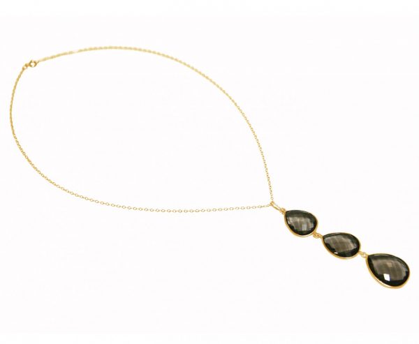Gemshine - Damen - Halskette - Anhänger - 925 Silber - Vergoldet - Rauchquarz - Braun - CANDY - Tropfen - 9 cm – Bild 3