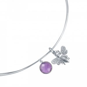 Gemshine - Damen - Halskette - Anhänger -  925 Silber - BEE - Biene - Amethyst - Violett - Lila - 45 cm