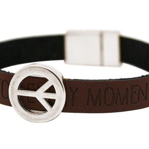 Gemshine - Damen - Armband - Frieden - Peace - WISHES - Braun Dunkel - Magnetverschluss