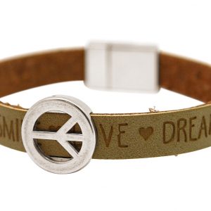 Gemshine - Damen - Armband - Frieden - Peace - WISHES - Braun Sand - Magnetverschluss