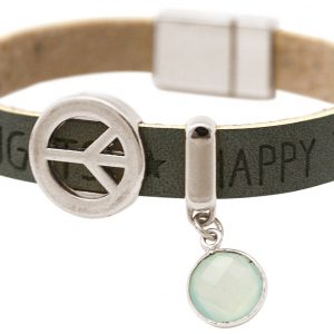 Gemshine - Damen - Armband - Frieden - Peace - WISHES - Chalcedon - Anthrazit - Grau - Magnetverschluss