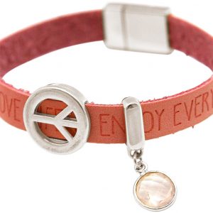 Gemshine - Damen - Armband - Frieden - Peace - WISHES - Rosenquarz - Rosa - Pink - Magnetverschluss