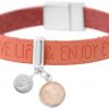 Gemshine - Damen - Armband - Fußabdruck - 925 Silber - WISHES - Rosa - Pink - Rosenquarz - Magnetverschluss