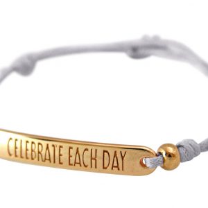 Gemshine - Damen - Armband - Gravur - CELEBRATE EACH DAY - Rose Vergoldet - Nude