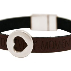 Gemshine - Damen - Armband - Herz - Liebe - WISHES - Braun Dunkel - Magnetverschluss