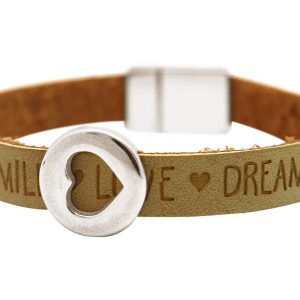Gemshine - Damen - Armband - Herz - Liebe - WISHES - Braun Sand - Magnetverschluss