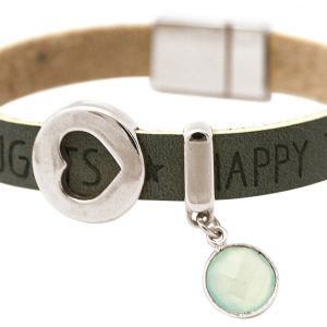 Gemshine - Damen - Armband - Herz - Liebe - WISHES - Chalcedon - Anthrazit - Grau - Magnetverschluss