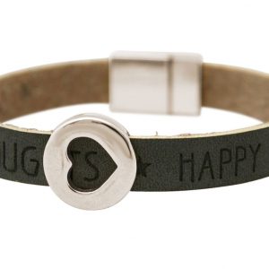 Gemshine - Damen - Armband - Herz - Liebe - WISHES - Grau - Anthrazit - Magnetverschluss