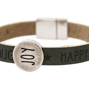 Gemshine - Damen - Armband - Joy - Happy - WISHES - Grau - Anthrazit - Magnetverschluss