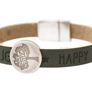 Gemshine - Damen - Armband - Lebensbaum - Natur - WISHES - Grau - Anthrazit - Magnetverschluss