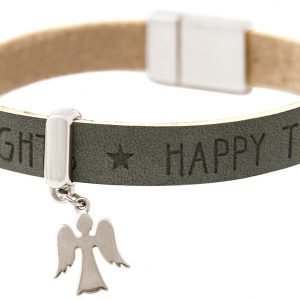 Gemshine - Damen - Armband - Schutz Engel - 925 Silber - WISHES - Anthrazit - Grau - Magnetverschluss