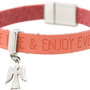 Gemshine - Damen - Armband - Schutz Engel - 925 Silber - WISHES - Rosa Pink - Magnetverschluss