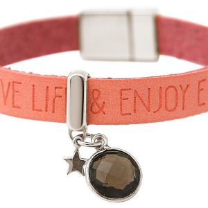 Gemshine - Damen - Armband - STAR - Stern - 925 Silber - WISHES - Rosa - Pink - Rauchquarz - Magnetverschluss