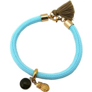 Gemshine - Damen - Armband - Vergoldet - Edelstein - Rauchquarz - Eule - Blau - Braun