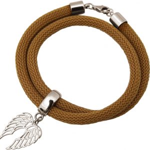 Gemshine - Damen - Armband - Wickelarmband - 925 Silber - Flügel - Braun