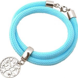 Gemshine - Damen - Armband - Wickelarmband - 925 Silber - Lebensbaum - Blau