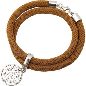 Gemshine - Damen - Armband - Wickelarmband - 925 Silber - Lebensbaum - Braun