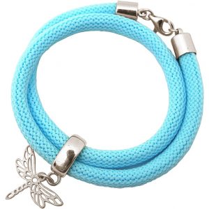 Gemshine - Damen - Armband - Wickelarmband - 925 Silber - Libelle - Blau