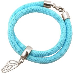 Gemshine - Damen - Armband - Wickelarmband - 925 Silber - Schmetterling - Blau