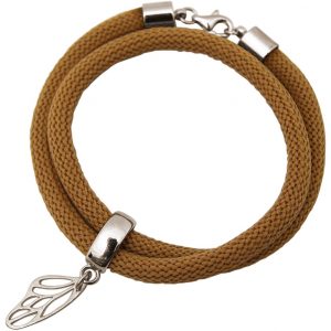 Gemshine - Damen - Armband - Wickelarmband - 925 Silber - Schmetterling - Braun