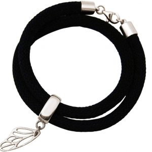 Gemshine - Damen - Armband - Wickelarmband - 925 Silber - Schmetterling - Schwarz