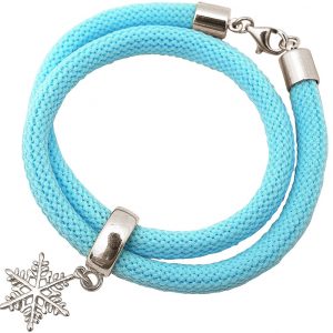 Gemshine - Damen - Armband - Wickelarmband - 925 Silber - Schneeflocke - Blau