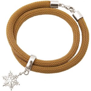 Gemshine - Damen - Armband - Wickelarmband - 925 Silber - Schneeflocke - Braun