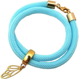 Gemshine - Damen - Armband - Wickelarmband - 925 Silber - Vergoldet - Schmetterling - Blau