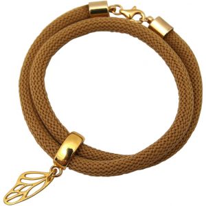 Gemshine - Damen - Armband - Wickelarmband - 925 Silber - Vergoldet - Schmetterling - Braun
