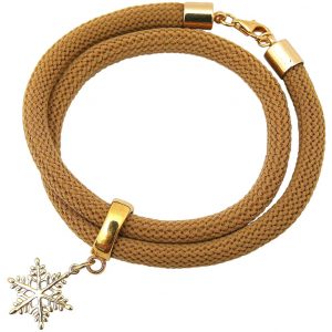Gemshine - Damen - Armband - Wickelarmband - 925 Silber - Vergoldet - Schneeflocke - Braun