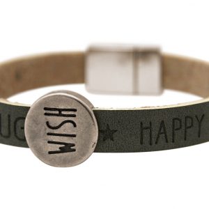 Gemshine - Damen - Armband - Wunsch - WISHES - Grau - Anthrazit - Magnetverschluss