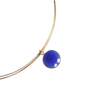 Gemshine - Damen - Halskette - 925 Silber - Vergoldet - Onyx - Blau - CANDY - 45 cm