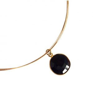 Gemshine - Damen - Halskette - 925 Silber - Vergoldet - Onyx - Schwarz - CANDY - 45 cm