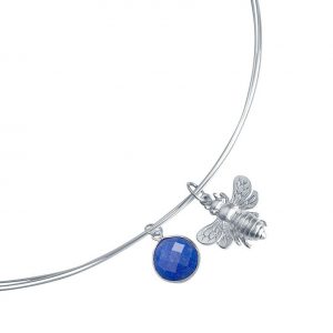 Gemshine - Damen - Halskette - Anhänger - 925 Silber - BEE - Biene - Saphir - Blau - 45 cm