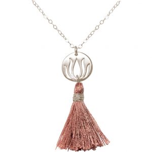 Gemshine - Damen - Halskette - Anhänger - 925 Silber - Lotus Blume - Quaste - Rose - YOGA - 45 cm
