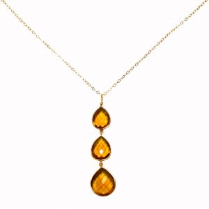 Gemshine - Damen - Halskette - Anhänger - 925 Silber - Vergoldet - Citrin Quarz - Gelb - Gold - CANDY - Tropfen - 9 cm