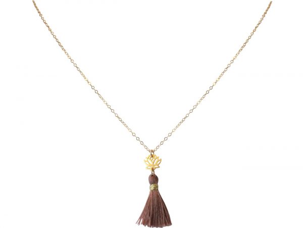Gemshine - Damen - Halskette - Anhänger - 925 Silber - Vergoldet - Lotus Blume - Quaste - Rose - YOGA - 4 cm – Bild 3