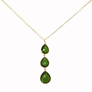 Gemshine - Damen - Halskette - Anhänger - 925 Silber - Vergoldet - Peridot Quarz - Grün - CANDY - Tropfen - 9 cm