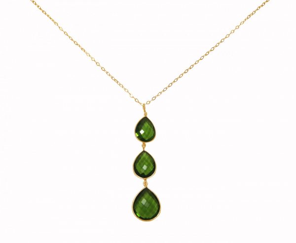 Gemshine - Damen - Halskette - Anhänger - 925 Silber - Vergoldet - Peridot Quarz - Grün - CANDY - Tropfen - 9 cm
