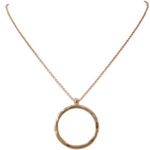 Gemshine - Damen - Halskette - Anhänger - Eternity Kreis - Minimalistisch - Geometrisch - Design - Rose - 45 cm