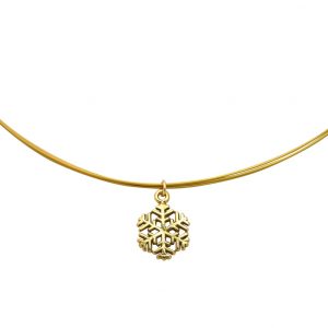 Gemshine - Damen - Halskette - Anhänger - SCHNEEFLOCKE - 925 Silber - Vergoldet - 1,3 cm