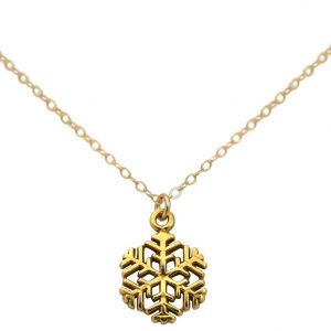 Gemshine - Damen - Halskette - Anhänger - SCHNEEFLOCKE - 925 Silber - Vergoldet - 1,3 cm