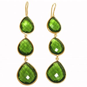 Gemshine - Damen - Ohrringe - 925 Silber - Vergoldet - Peridot Quarz - Grün - CANDY - Tropfen - 9 cm