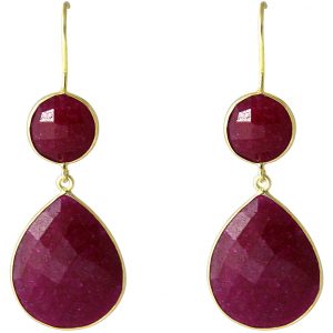 Gemshine - Damen - Ohrringe - 925 Silber - Vergoldet - Rubin - Rot - CANDY - Tropfen - 6 cm