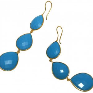 Gemshine - Damen - Ohrringe - 925 Silber - Vergoldet - Türkis - Blau - CANDY - Tropfen - 9 cm