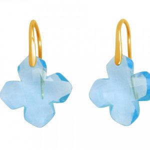 Gemshine - Damen - Ohrringe - 925 Silber Vergoldet - Blautopas - Blau - GEM - 2,5 cm