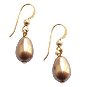 Gemshine - Damen - Ohrringe - Perlen - Champagner - Tropfen - Vergoldet - 11 mm